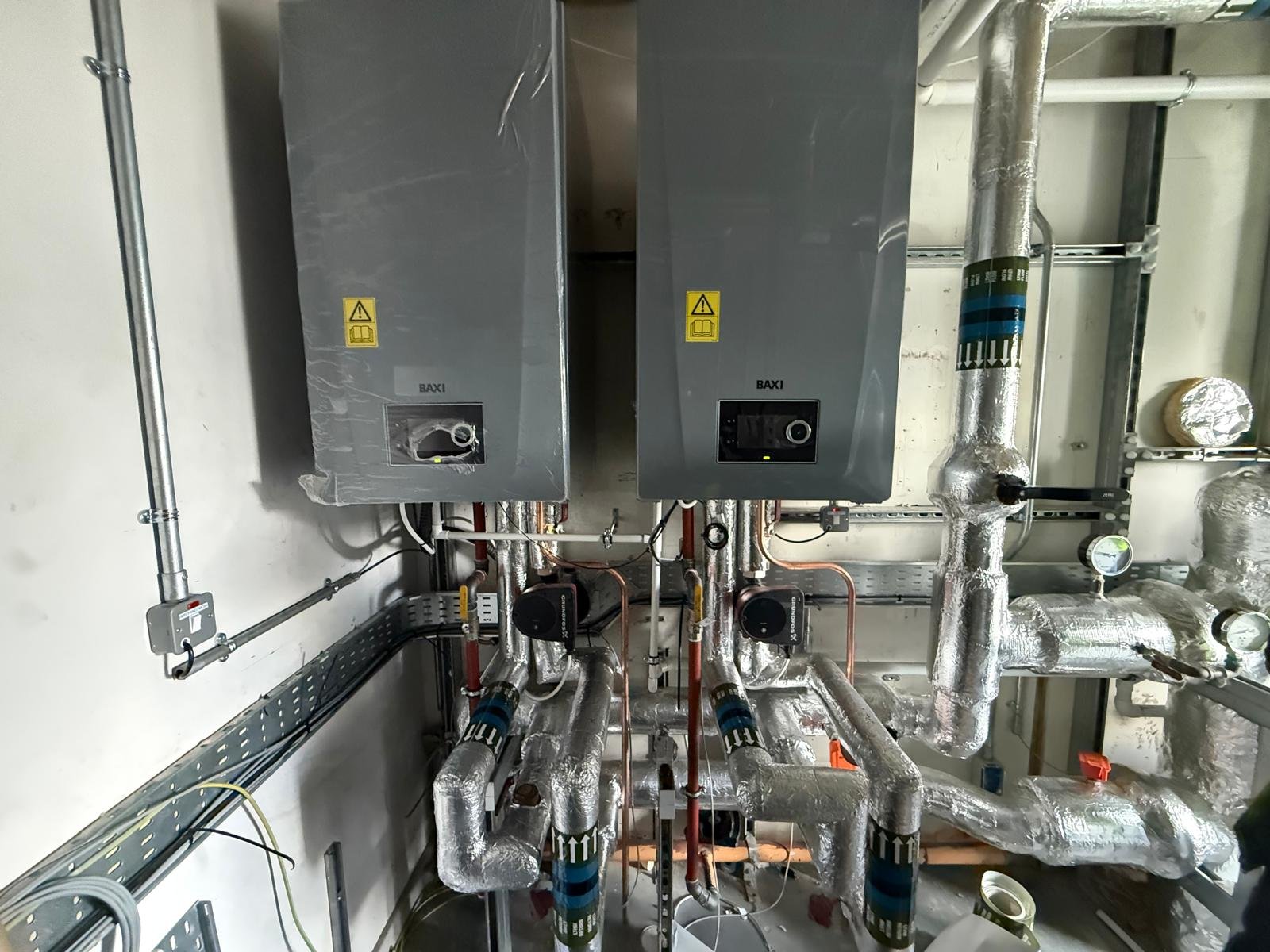 Commercial boilers and silver-insulated pipework